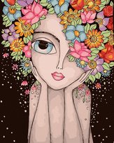 Malowanie po numerach czarne płótno - Dziewczyna..