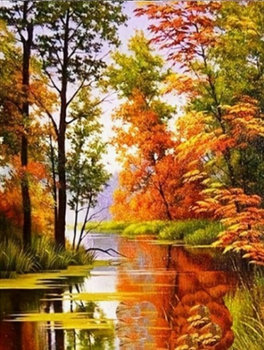 Malowanie Po numerach Jesień Nad Rzeką 50x40 Cm - Norimpex