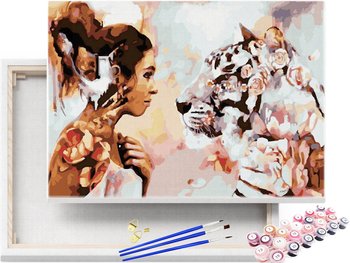 Malowanie po Numerach Kobieta i Tygrys Abstrakcja / beliart