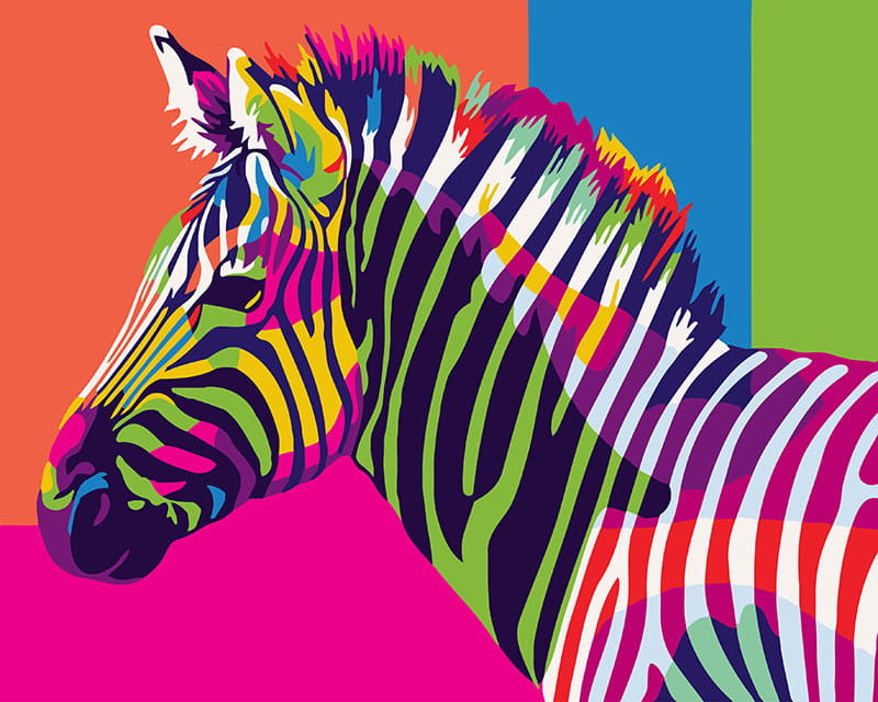 Zdjęcia - Rysowanie Zebra Malowanie po numerach Tęczowa  ArtiFly 