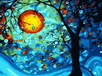 Malowanie Po Numerach - W Niebieskim Cieniu Drzewa 40 X 30 - ArtOnly