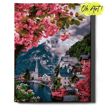 Malowanie Po Numerach z Ramą 40x50 cm Sakura w mieście – Obraz do Malowania po numerach Pejzaż Oh Art! - Oh Art!