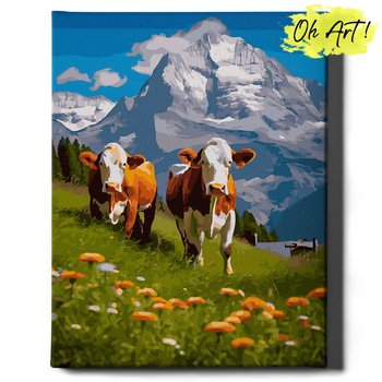 Malowanie Po Numerach z Ramą 40x50 cm Szwajcarskie krowy – Obraz do Malowania po numerach Pejzaż Oh Art! - Oh Art!