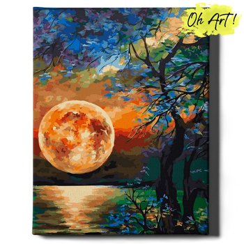 Malowanie Po Numerach z Ramą 40x50cm Pełnia księżyca – Kreatywne Obrazy do Malowania po numerach z Rama Pejzaż – Oh Art! - Oh Art!