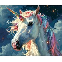 MALOWANIE PO NUMERACH Z RAMĄ Obrazy do malowania Biały Jednorożec 50x40 cm nerd hunters