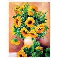 MALOWANIE PO NUMERACH Z RAMĄ Obrazy do malowania - Słoneczniki w Wazonie 40x50 cm