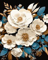 Malowanie po numerach + złota farba - Biała...