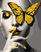 Malowanie po numerach + złota farba - Cisza motyla