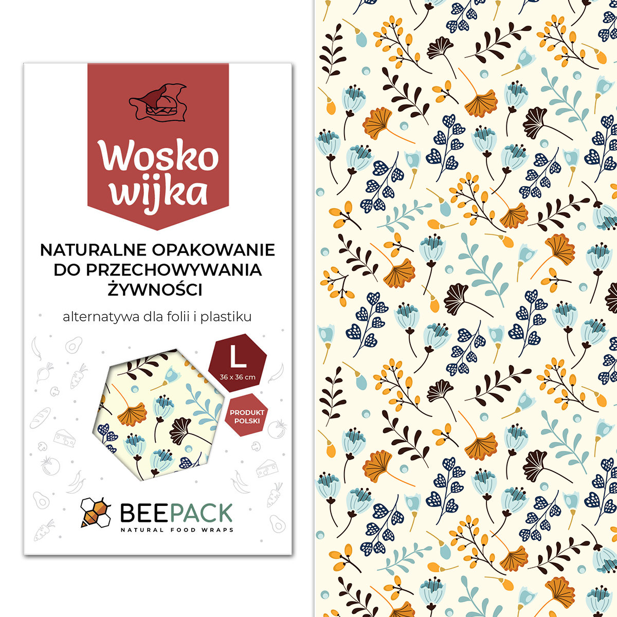Malu , Woskowijka - Naturalne Opakowanie Do Żywności, Rozmiar L