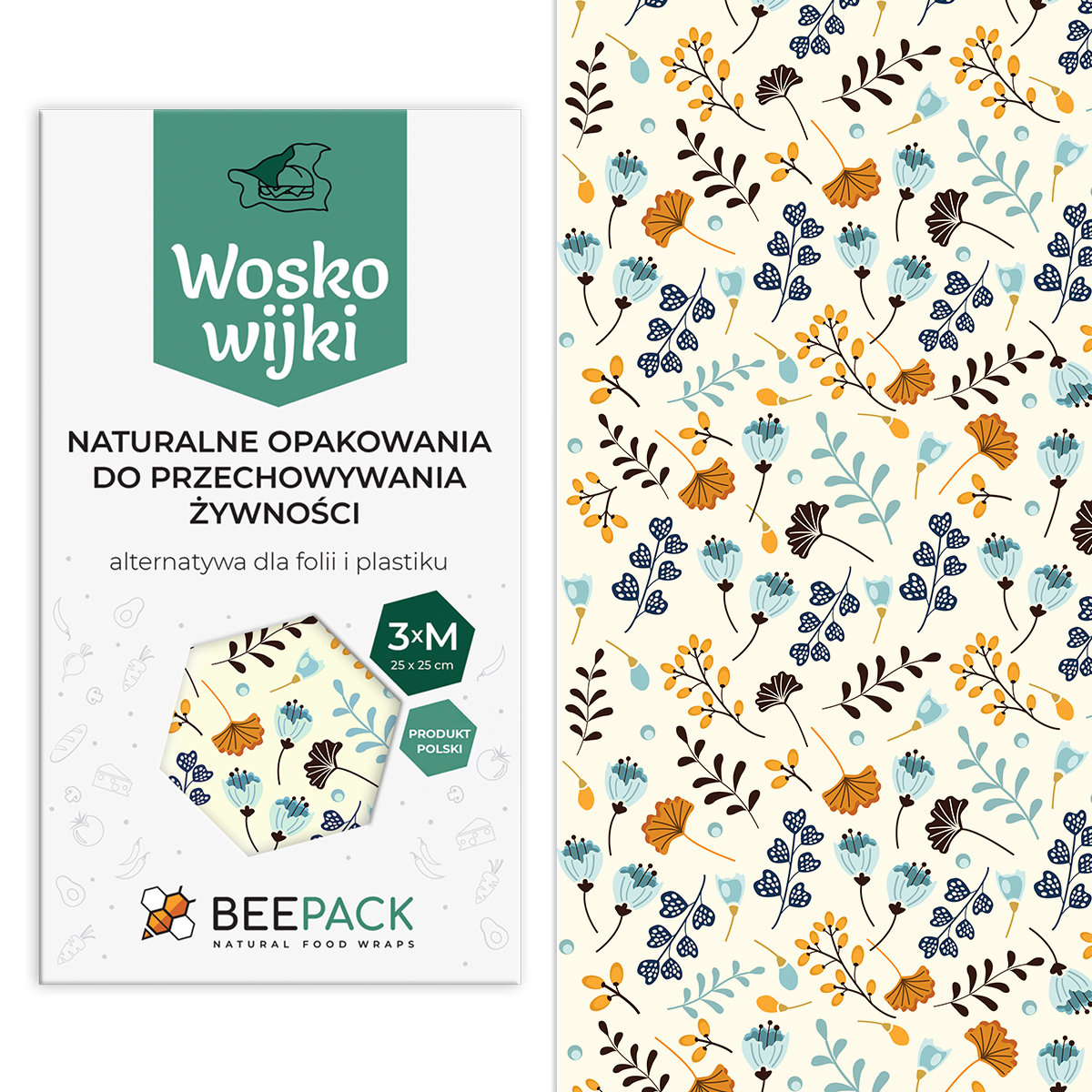 Malu , Woskowijka - Naturalne Opakowanie Do Żywności, Zestaw 3 X M