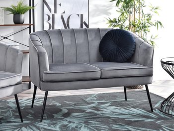 Malutka Sofa Tapicerowana Estel Czarna Welurowa Dla Dwóch Osób - MEBEL-PARTNER