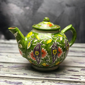 Mały czajnik ceramiczny ręcznie zdobiony „Zielony ogródek” pojemność 1000ml - Inny producent