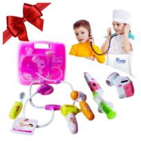 Mały Doktor Zestaw Lekarski Lekarz Walizka Stetoskop Akcesoria Światła Róż