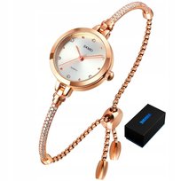 Mały Elegancki Zegarek Damski Skmei Złoty Cyrkonie