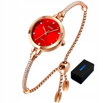 Mały Elegancki Zegarek Damski Skmei Złoty Cyrkonie