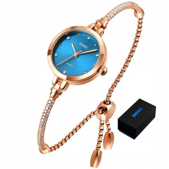 Mały Elegancki Zegarek Damski Skmei Złoty Cyrkonie - SKMEI