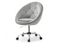 Mały Fotel Do Biurka Z Kółkami Lounge 4 Szary Velvet - Chrom - MEBEL-PARTNER