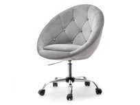 Mały Fotel Do Biurka Z Kółkami Lounge 4 Szary Velvet - Chrom
