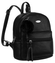 Mały plecak damski pojemny plecaczek miejski z pomponem Rovicky, czarny