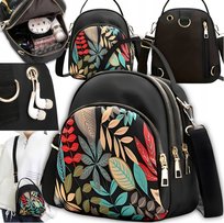 Mały plecak damski torebka na ramię 2w1 czarny plecaczek miejski szkolny