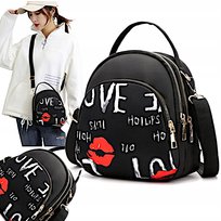 Mały plecak damski torebka na ramię 2w1 czarny plecaczek miejski szkolny