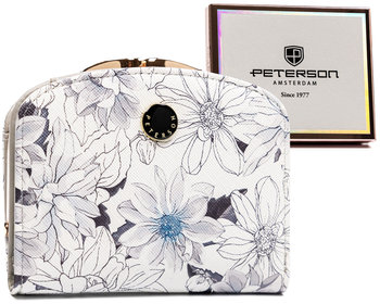 Mały portfel damski portmonetka w kwiaty Peterson, szary - Peterson