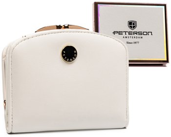 Mały portfel damski portmonetka ze skóry ekologicznej Peterson, biały - Peterson