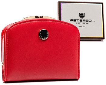 Mały portfel damski portmonetka ze skóry ekologicznej Peterson, czerwony - Peterson