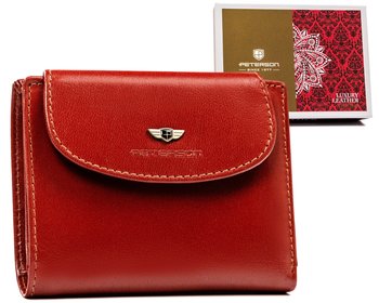 Mały portfel damski portmonetka ze skóry naturalnej ochrona RFID Peterson, brązowy - Peterson