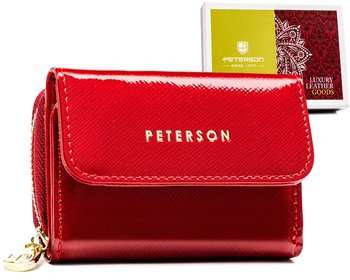 Mały portfel damski portmonetka ze skóry naturalnej Peterson, czerwony - Peterson