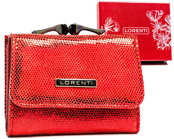 Mały portfel damski z cekinami skórzana portmonetka na bigiel Lorenti, czerwony - Lorenti