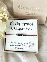 Mały symbol wdzięczności bransoletka z kamieni naturalnych TURMALIN na jedwabnej czerwonej regulowanej nici na Dzień Nauczyciela dla Nauczycielki w szkole przedszkolu żłobku Kawuszko