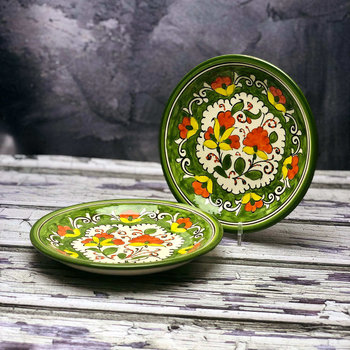 Mały talerz ceramiczny ręcznie malowany „Zielony ogródek” o średnicy 15cm - Inny producent