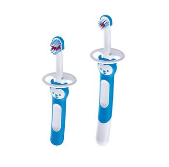 MAM Baby, Learn to Brush Set, zestaw szczoteczek edukacyjnych niebieski, 2 szt. - MAM Baby