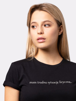 MAM TRUDNĄ SYTUACJĘ LIRYCZNĄ / koszulka damska / czarna - Nadwyraz.com