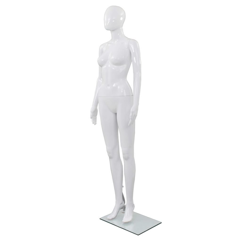 Фото - Вішалка для одягу VidaXL Manekin damski ze szklaną podstawą, biały, błyszczący, 175 cm 
