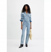 MANGO JEANSOWY KOMBINEZON CASUAL Z KOŁNIERZYKIEM I GUZIKAMI XS FTA