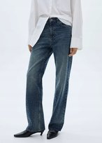 MANGO JEANSY MOM FIT Z DŻETAMI I WYSOKIM STANEM GRANATOWE 36 1FTA MANGO