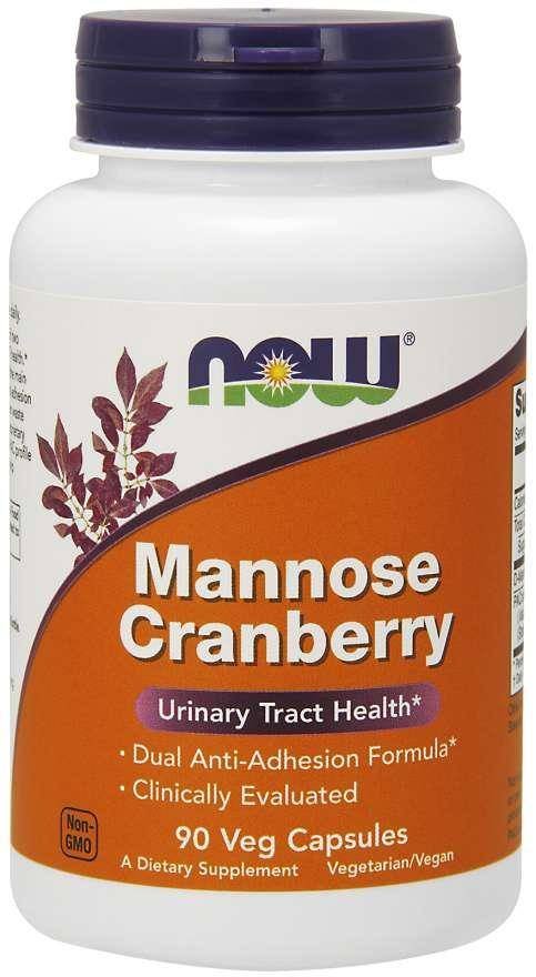 Фото - Вітаміни й мінерали Now Suplement diety, Mannose Cranberry - D-mannoza z Żurawiną  (90 kaps.)