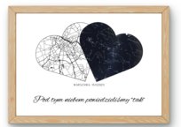 Mapa Nieba w Dniu Ślubu - Plakat Dwa Serca - 30x40 cm Inna marka