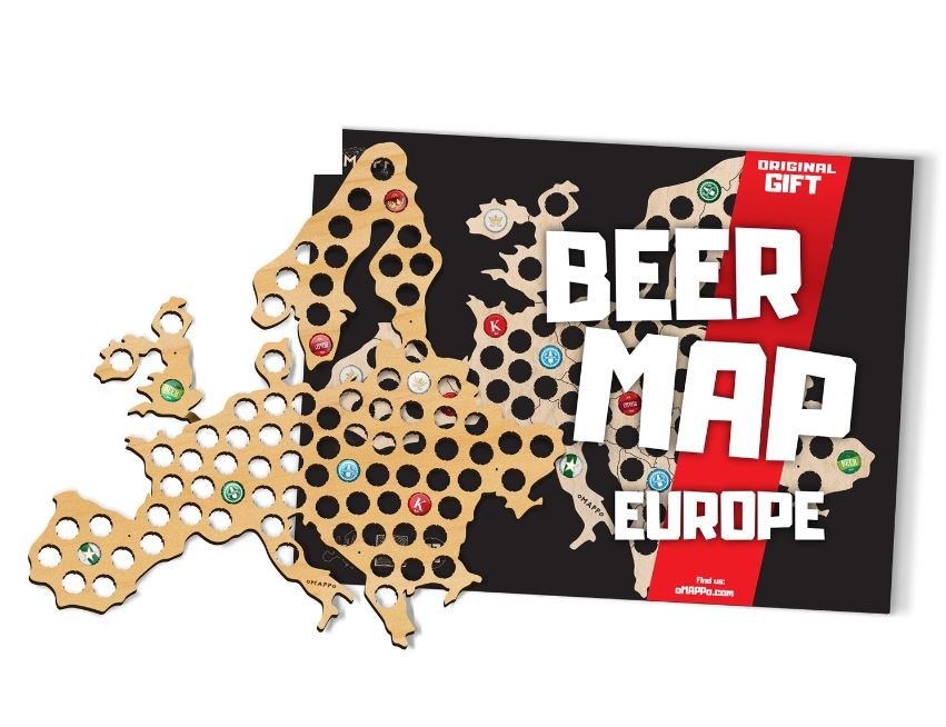Mapa piwosza Europa, beżowa, 65x65 cm