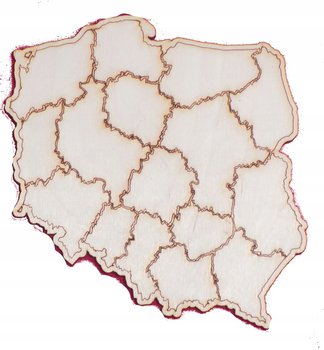 Mapa POLSKI Kontur Drewniany Wzory 20x20cm - iksber