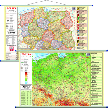 Mapa ścienna dwustronna fizyczno-administracyjna. Polska, 1:1 800 000 - Opracowanie zbiorowe
