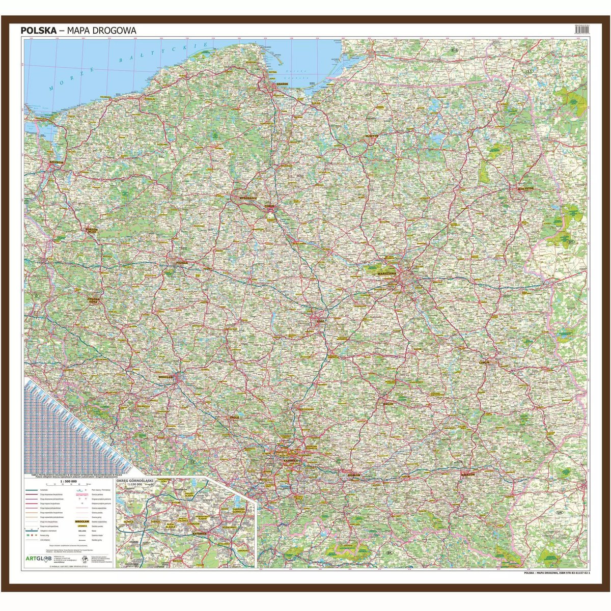 Mapa ścienna samochodowa Polska WYDANIE 2025 ArtGlob