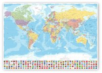 Mapa Świata Flagi Państw Plakat 120X85Cm #221