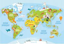 MAPA ŚWIATA naklejka ścienna naklejka na ścianę DLA DZIECI mapy EDUKACYJNA / Centrum Naklejek Centrum Naklejek