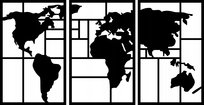 Mapa Świata Obraz Ścienny Ażurowy 3 części Dekoracja Ścienna Różne Kolory