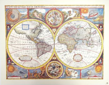 Mapa Świata Retro - John Speed, 1651 r.- reprint - Inny producent