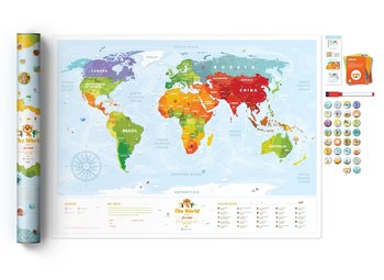 Mapa świata Travel map kids sights, błękitna - 1DEA.me