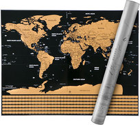 Mapa Świata Zdrapka Prezent dla Podróżnika Złota Plakat + Tuba Flagi Duża MALATEC
